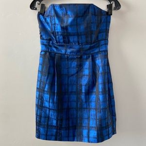 Twenty One Women Blue Strapless Mini Party Cocktail Dress Zip Up Size M